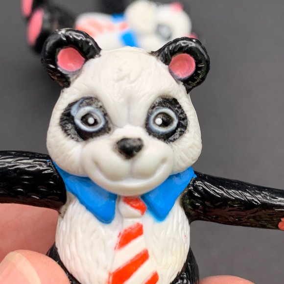 Vintage 1980’s Happy Panda Bear With Red Stripe Tie PVC Figure Cake Toppers - Picture 8 of 11